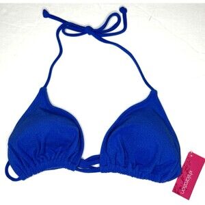 Xhilaration Juniors XL Blue Terry Triangle Halter and Back Tie Bikini Top NEW!